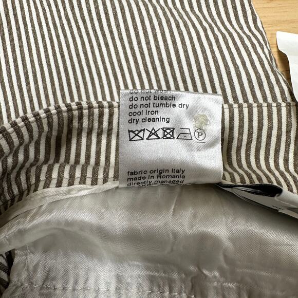 Akris Punto NWOT Frankie Stripe Stretch Gabardine Trouser Pant Brown White Sz 2 - Picture 6 of 9